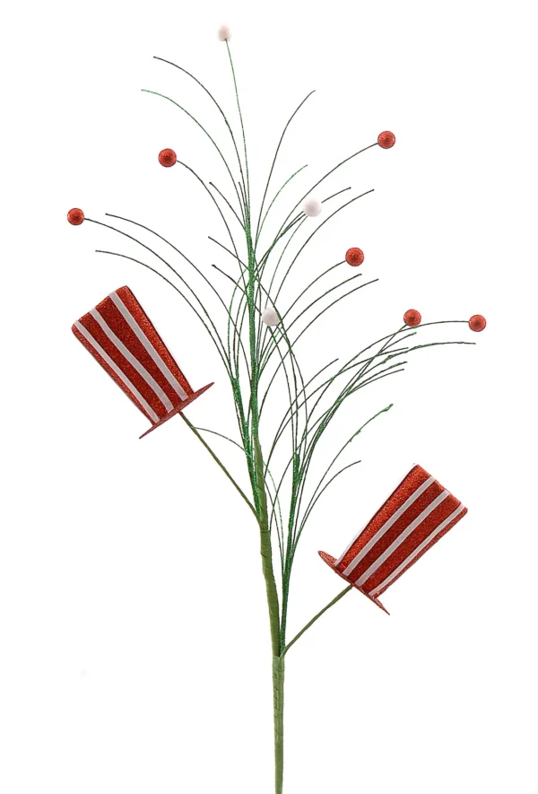 12/96-74cm Κλαδί με κόκκινα λευκά καπέλα