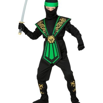ΠΡΑΣΙΝΟΣ KOMBAT NINJA (ολόσωμη φόρμα, θώρακας, ζώνη, δεσίματα χεριών & ποδιών, μάσκα, κορδέλα)