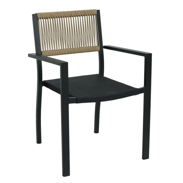 Πολυθρόνα Κήπου ArteLibre HORUS Μαύρο/Καφέ Αλουμίνιο/Rattan 56x58x83cm