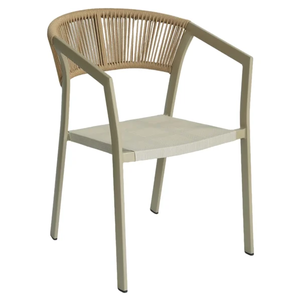 Πολυθρόνα Κήπου ArteLibre FIJI Μπεζ/Φυσικό Αλουμίνιο/Rattan 56x60x78cm