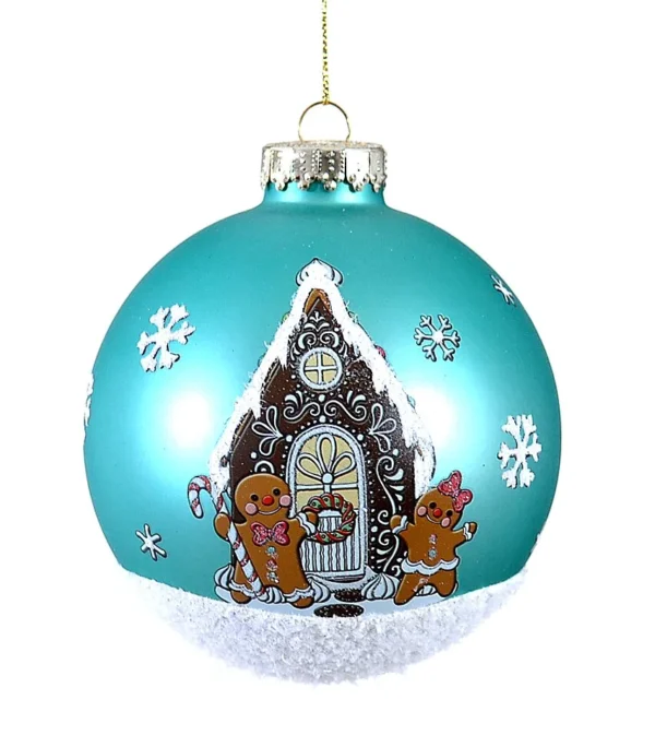 6/48-10cm Γυάλινη μπάλα με gingerbread house