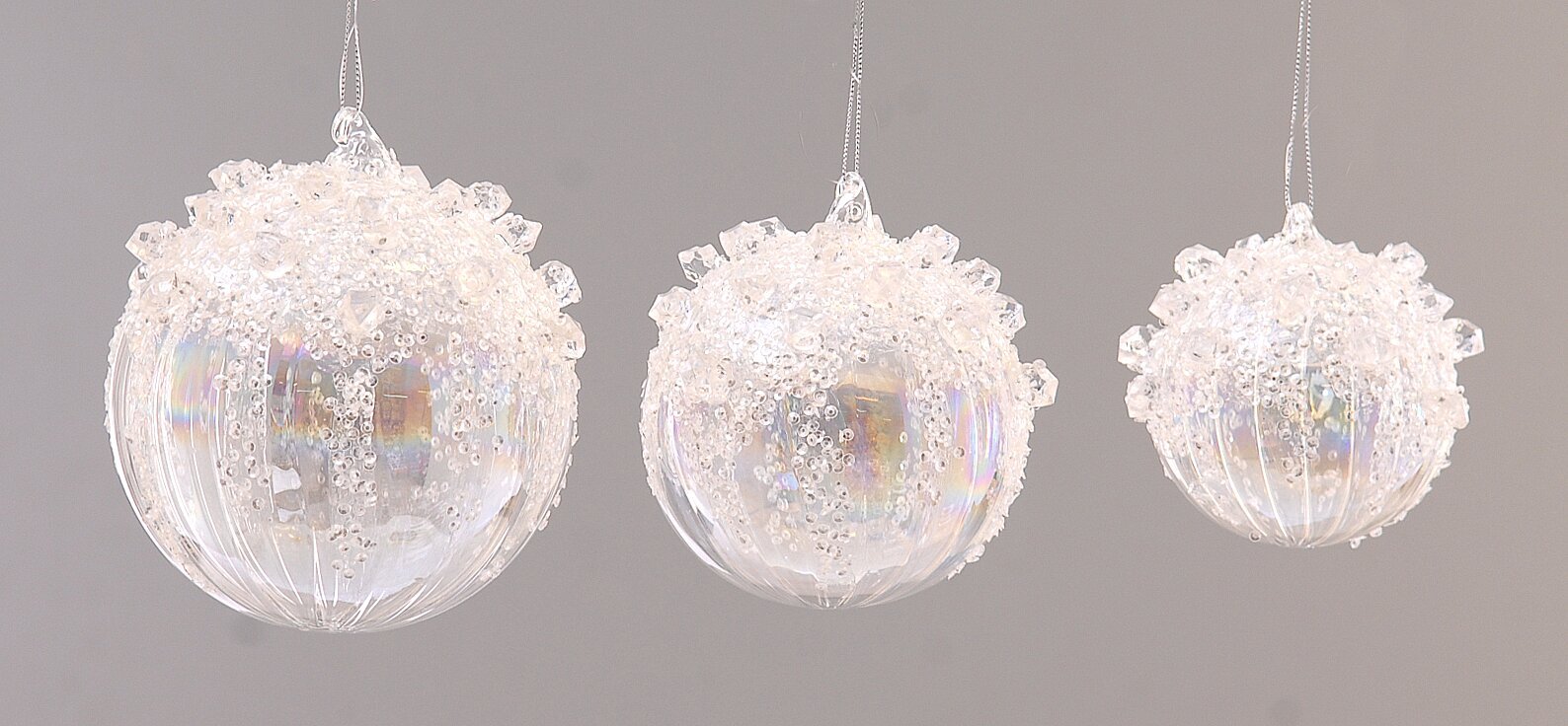 14269-14268-14267 12/24-12cm Διάφανη γυάλινη μπάλα με πέρλες - Image 1