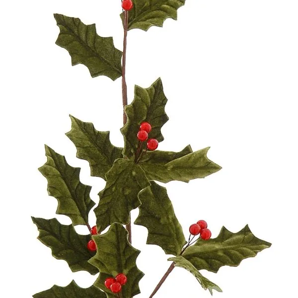 12/192-Κλαδί από πουρνάρι σε πράσινο/κόκκινο