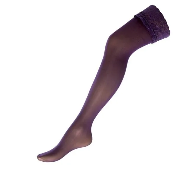 Κάλτσα Nylon Μοβ Με Δαντέλα