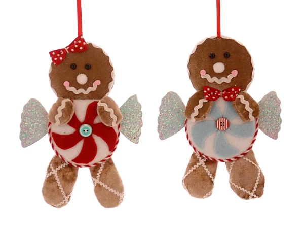 12/72-2Asst 16,5cm Καφέ μπισκότα με κόκκινο και μπλε ζαχαρωτό μπαστουνάκι