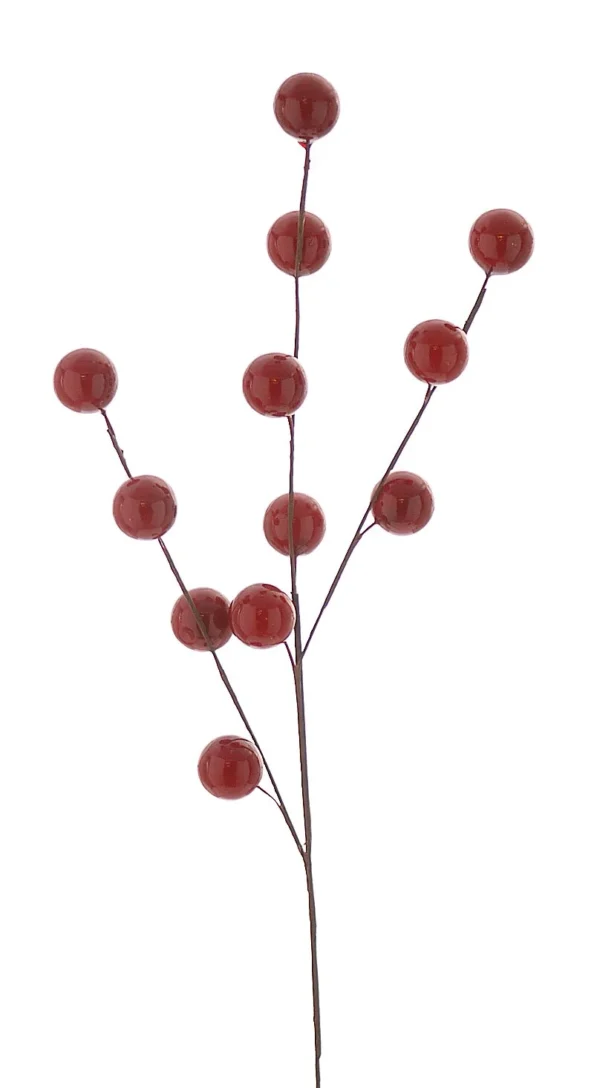 12/72-85cm Κόκκινο διακοσμητικό κλαδί με μπάλες