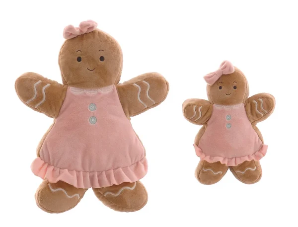 6/40-20cm Υφασμάτινο κορίτσι gingerbread με ροζ φόρεμα
