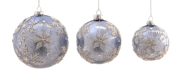 12/24-12cm Γυάλινη ασημί μπάλα, διακοσμητική