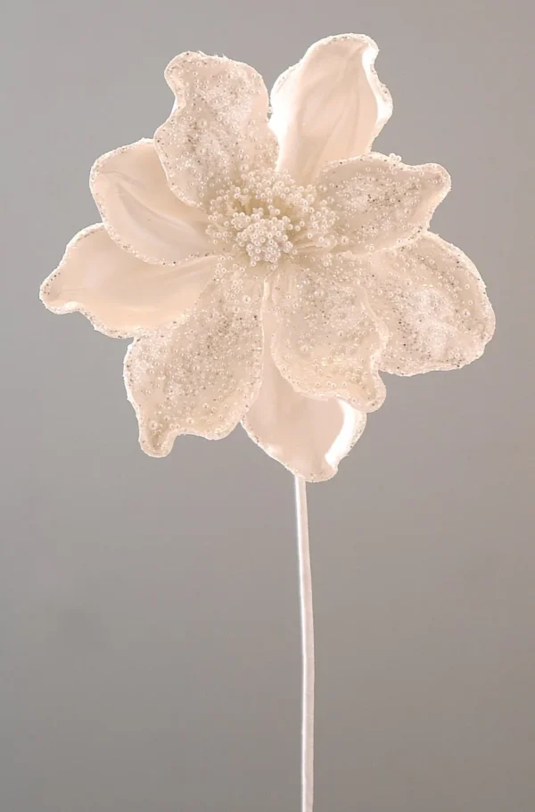 12/144-45cm Λευκό λουλούδι με πέρλες