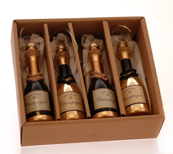 4/16-12cm Γυάλινα χρυσά και μαύρα διακοσμητικά μπουκάλια σε κουτί (σετ/4)