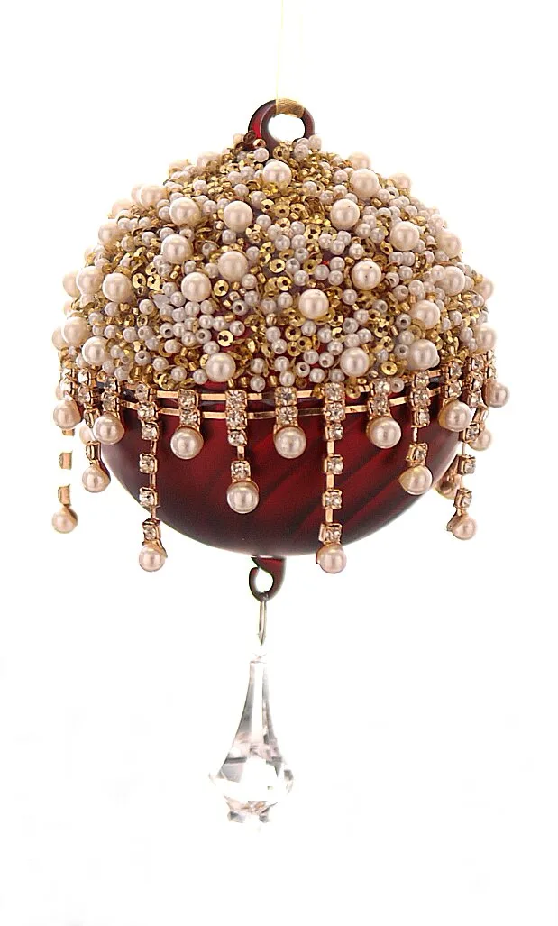 22990-22994 6/36-10cm Μπορντό γυάλινη μπάλα με κρεμαστό στοιχείο