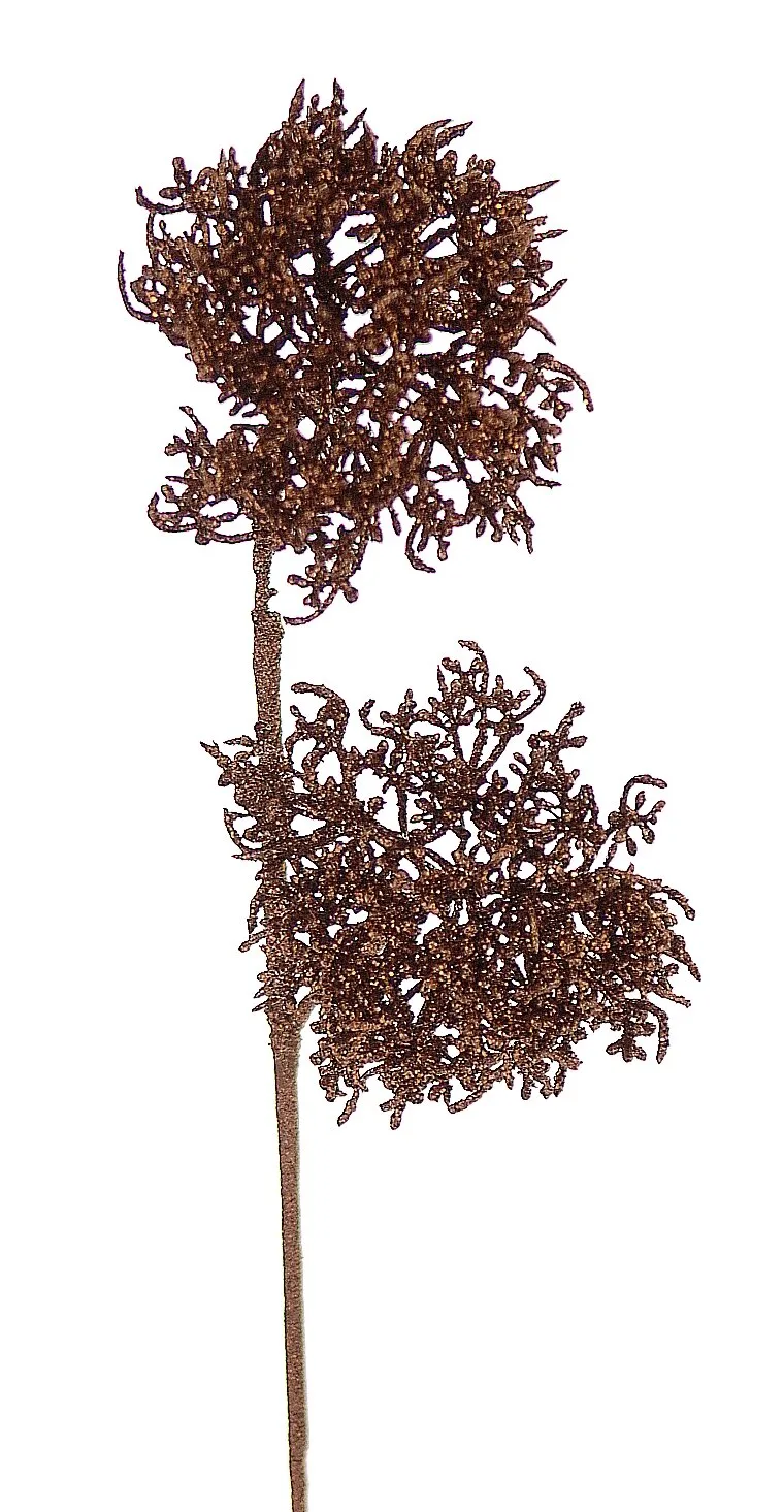 24934 12/72-80cm Καφέ διπλό λουλούδι με γκλίτερ