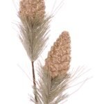 6/72-84cm Χρυσό κλαδί με κουκουνάρια και γκλίτερ