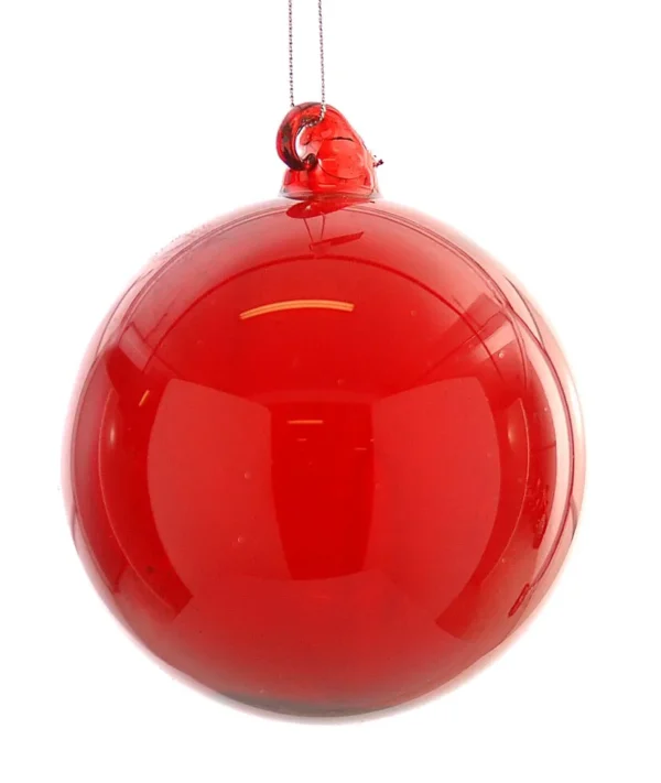 12/24-12cm Γυάλινη γυαλιστερή κόκκινη μπάλα