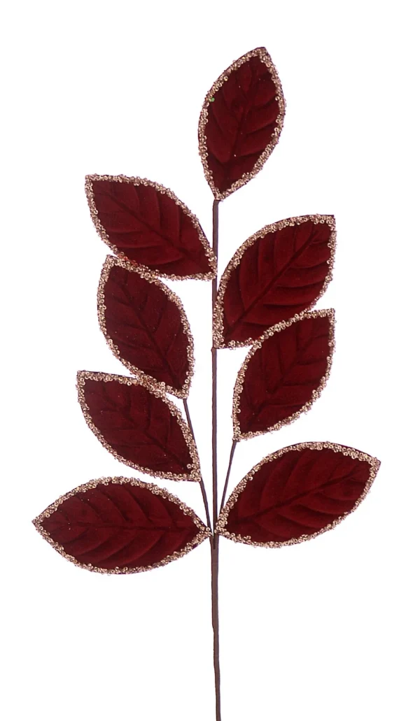 24/192-68cm Μπορντό κλαδί με γκλίτερ και φύλλα