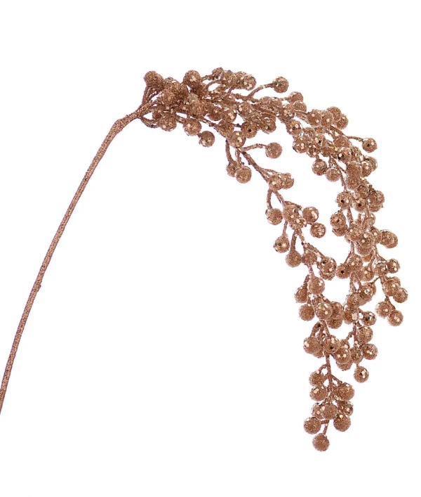 12/96-80cm Χρυσό κρεμαστό κλαδί με γκλίτερ και berries