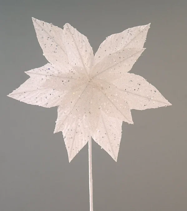 24/192-45cm Λευκό λουλούδι με γκλίτερ