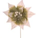 12/144-45cm Λευκό διακοσμητικό λουλούδι με γκλίτερ
