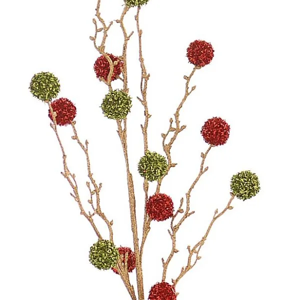 12/144-75cm Κόκκινο και lime πράσινο κλαδί με μπάλες