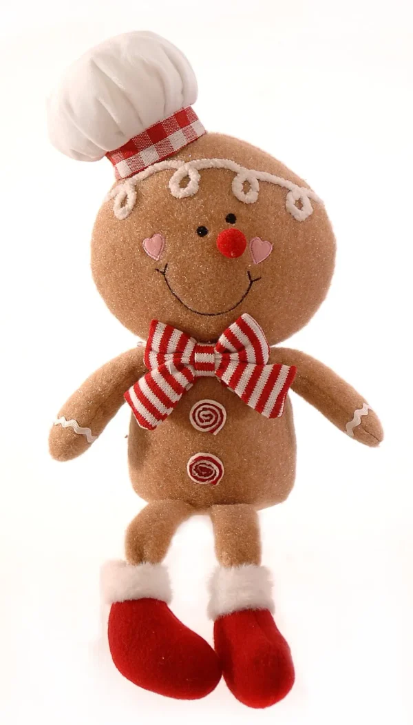 6/24-2Asst 47cm Καθιστό υφασμάτινο ζευγάρι gingerbread