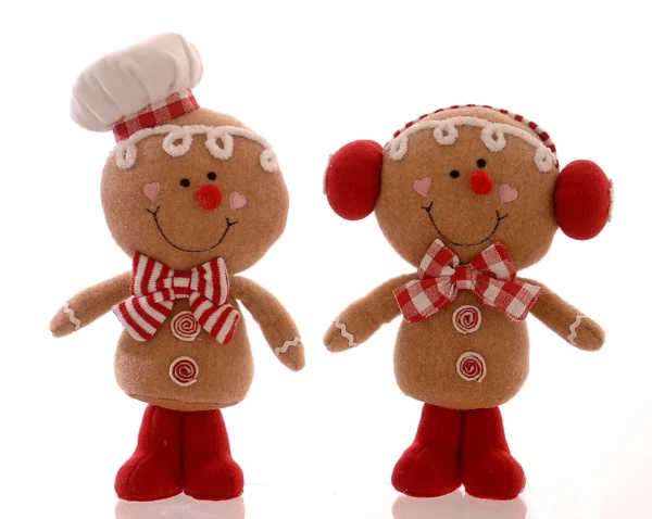 6/48-2Asst 32cm Όρθιο υφασμάτινο ζευγάρι gingerbread