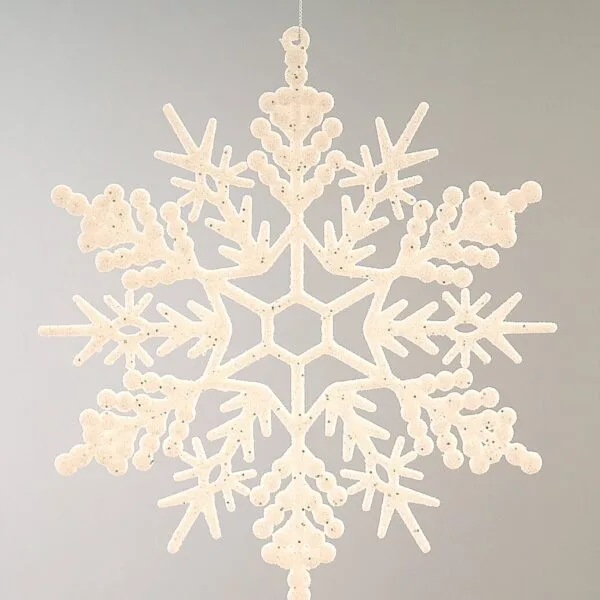24/216-30cm Λευκή χιονονιφάδα με γκλίτερ