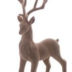 6/12-51cm Γκρι flocked ελάφι σε όρθια θέση