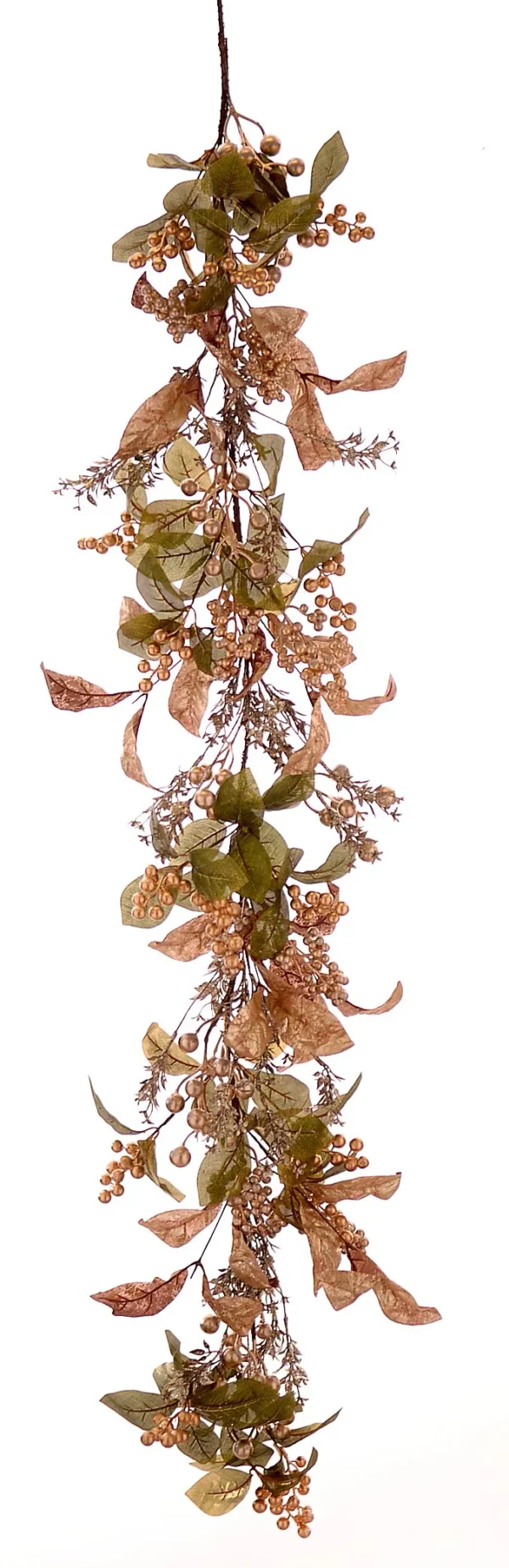 4/24-150cm Πράσινη γιρλάντα με φύλλα και κόκκινα berries