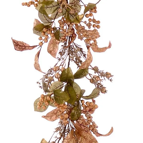 4/24-150cm Πράσινη γιρλάντα με φύλλα και κόκκινα berries
