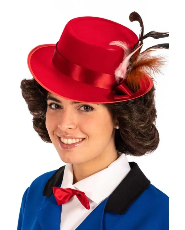 Περούκα Mary Poppins Καστανή Με Κόκκινο Καπέλο