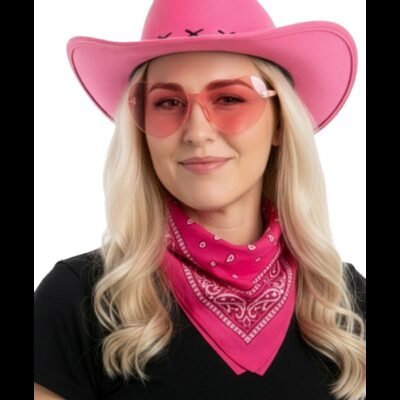 Σετ Μεταμφίεσης Ροζ Cow Girl ( Καπέλο, Γυαλιά, Μπαντάνα )
