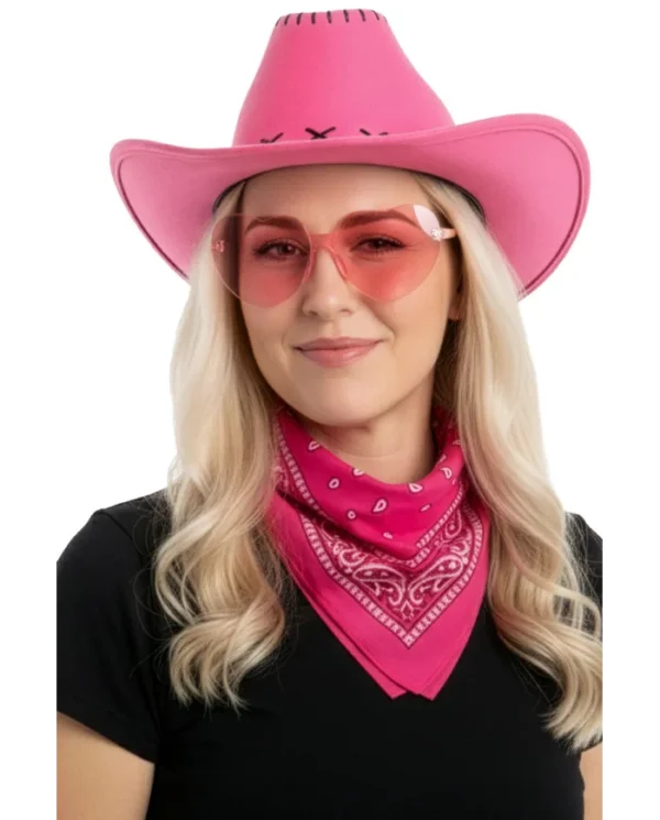 Σετ Μεταμφίεσης Ροζ Cow Girl ( Καπέλο, Γυαλιά, Μπαντάνα )