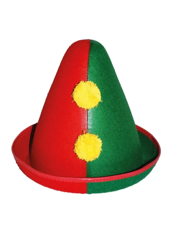 Καπέλο Κώνος Clown Κόκκινο Πράσινο 23cm