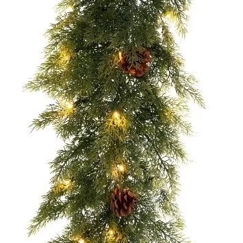 ΧΡ “PRE-LIT” ΠΡΑΣΙΝΗ ΓΙΡΛΑΝΤΑ 270Ε ΜΕ 80 LED ΛΕΥΚΑ ΖΕΣΤΑ ΣΤΑΘΕΡΑ ΚΑΙ ΕΠΕΚΤΕΙΝΟΜΕΝΑ