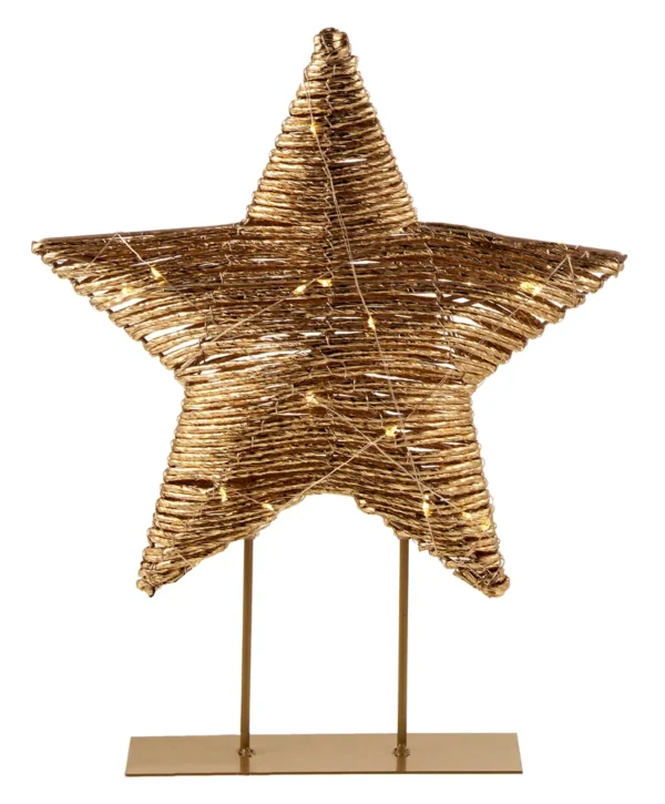 ΧΡΥΣΟ ΑΣΤΕΡΙ ΜΕ ΒΑΣΗ 30Χ37CM ΜΕ 30LED